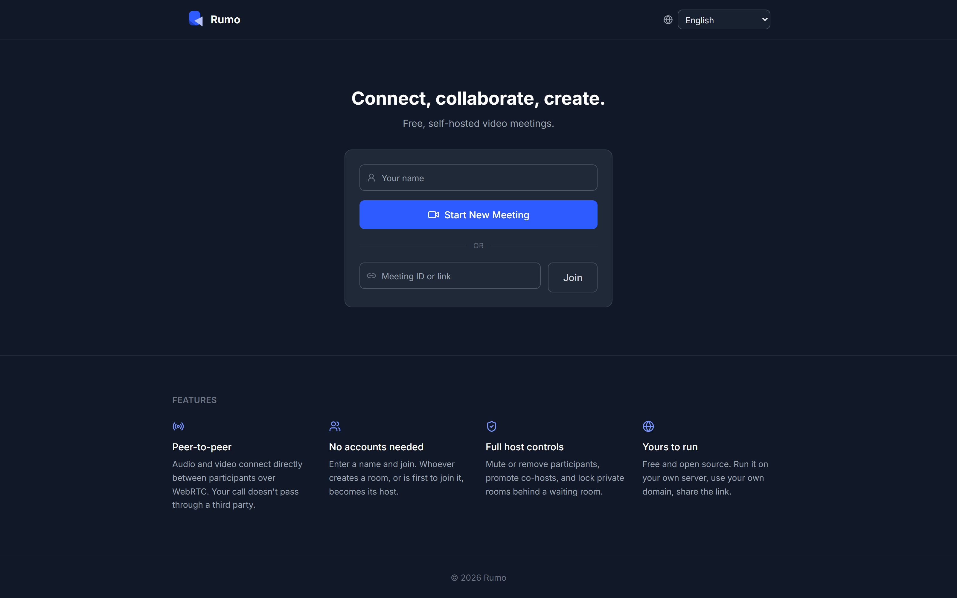 Rumo landing page